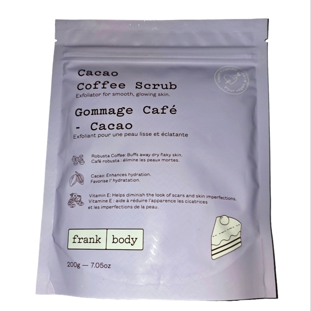 Frank Body Cacao Coffee Scrub Exfoliater 7.05 oz Vegan Friendly
